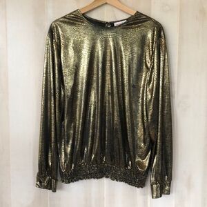 Groovy gold and black shiny disco top